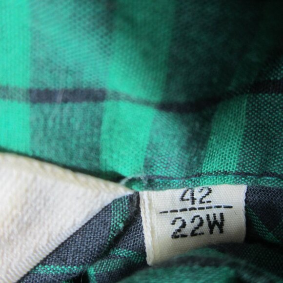 Vtg Diane Von Furstenberg Women 22W Plus Green Black Plaid LS Shirt Blouse Top - Picture 9 of 12